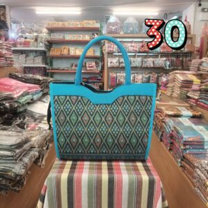 👜🧬กระเป๋าถืองานผ้าฝ้ายพิมพ์ลาย ผ้าพิมพ์ครามลายไทย ทรงเว้าตรงกลาง หรือทรงปากหยัก👜🧬 - Image 11