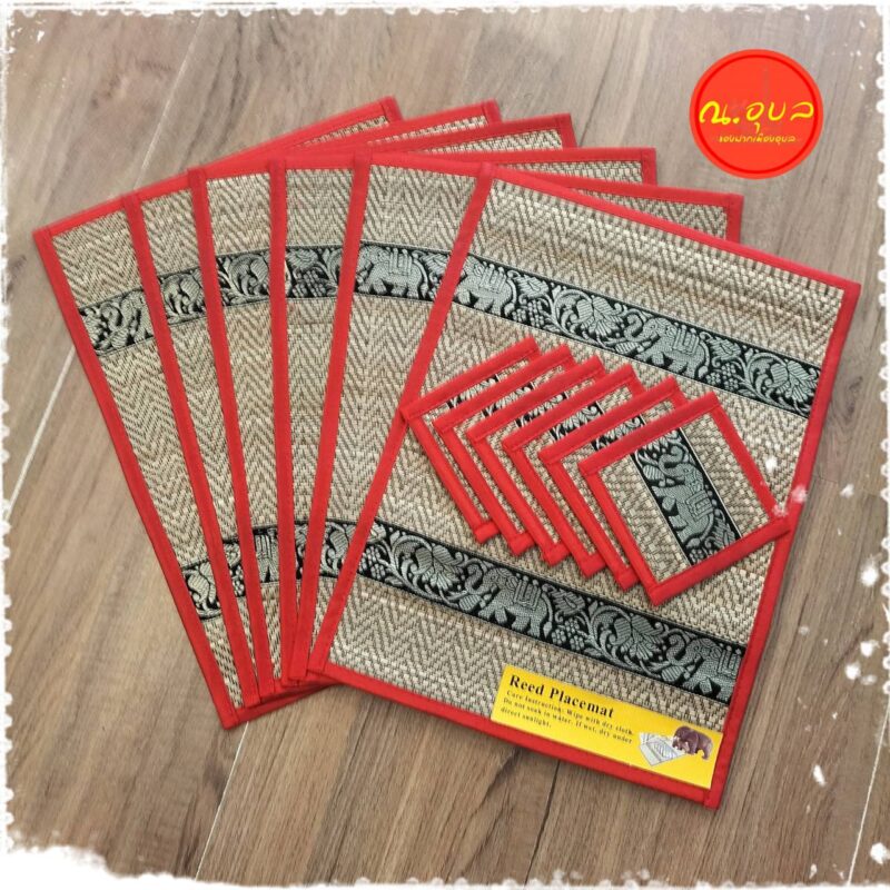 ชุดแผ่นรองจานสำหรับ 6 ที่ มาพร้อมที่รองแก้วสำหรับ 6 ที่ ( งานแพคถุงใส )