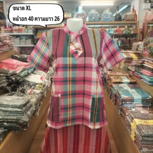 👚🍃🐴เสื้อผ้าขาวม้าคอจีน แขนสั้น งานผ้าฝ้าย มีกระเป๋าหน้า 2 ข้าง👚🍃🐴 - Image 6
