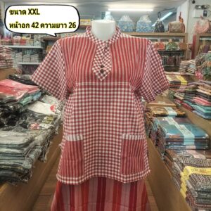 👚🍃🐴เสื้อผ้าขาวม้าคอจีน แขนสั้น งานผ้าฝ้าย มีกระเป๋าหน้า 2 ข้าง👚🍃🐴 - Image 8
