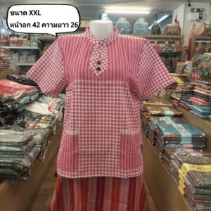 👚🍃🐴เสื้อผ้าขาวม้าคอจีน แขนสั้น งานผ้าฝ้าย มีกระเป๋าหน้า 2 ข้าง👚🍃🐴 - Image 9