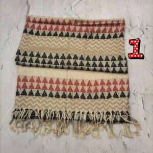 ผ้าพันคองานทอเครื่องสำเร็จรูป ลายสามเหลี่ยมคลาสสิค สินค้าไม่ได้แพคใส่กล่อง แพคเกจถุงแก้วใสธรรมดา - Image 2