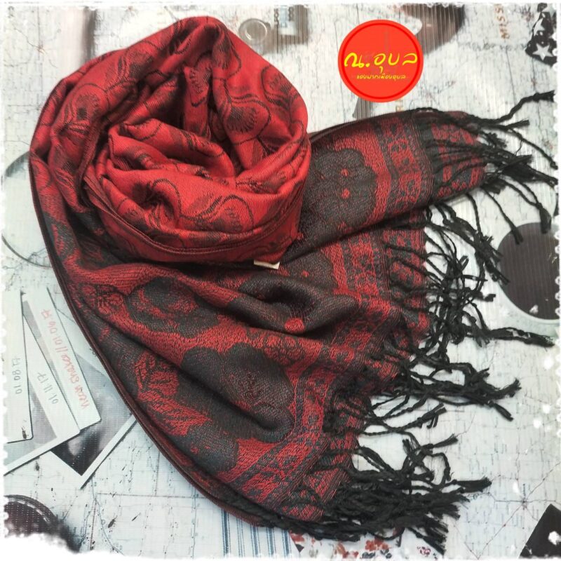 ผ้าพันคอ ผ้าคลุมไหล่ Pashmina/ผ้าแคชเมียร์ ลายเกษรดอกไม้