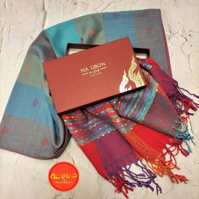 ผ้าพันคอ ผ้าคลุมไหล่ ผ้าฝ้าย Pashmina ลายอินเดีย แต่งด้วยดอกไม้ โชว์ด้าย