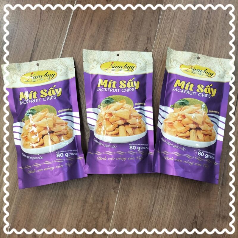 ขนุนอบกรอบเวียดนาม JackFruit Chips (แจ็คฟรุ๊ตชิปส์) ตรา Namhuy Jackfruit ขนาด 80 กรัม