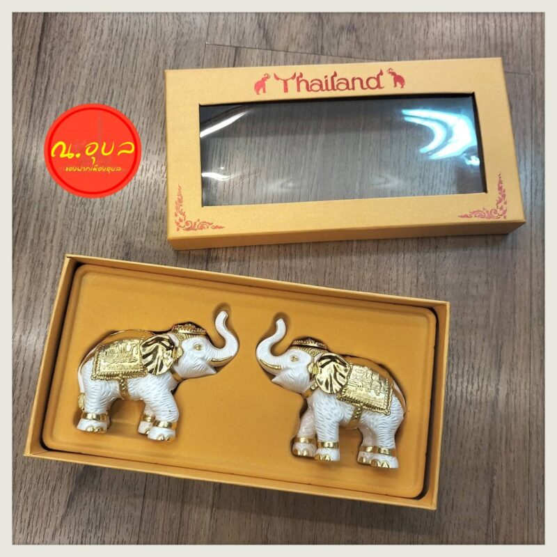 ช้างคู่ S โมเดลช้าง ช้างโมเดล Elephant thailand Souvenir in smile land ของฝากจากไทย