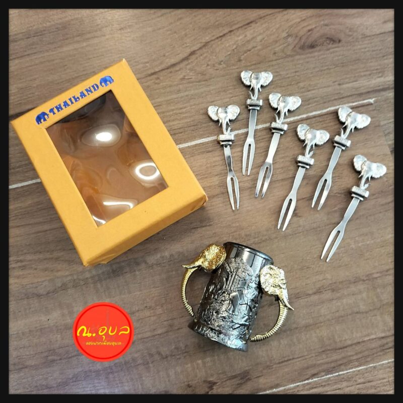 ที่ใส่ส้อมจิ้มผลไม้ ลายช้างไทย Souvenir thailand