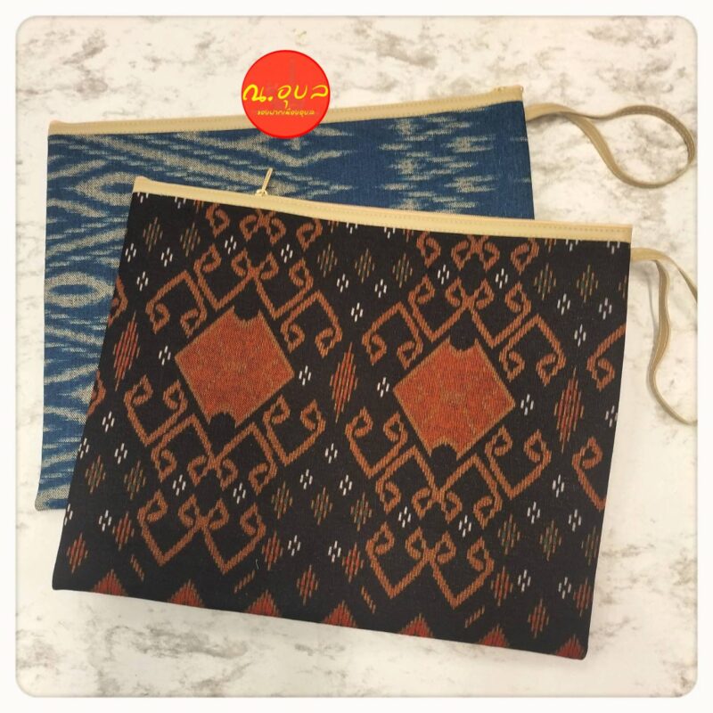 💼📑🗒️กระเป๋าถือใส่เอกสาร ทรงสี่เหลี่ยม งานผ้าฝ้ายลายไทย ผ้าขาวม้ามีสายคล้องมือ