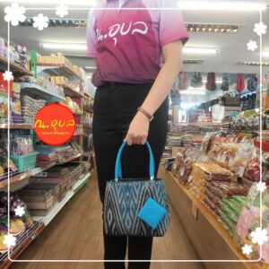 👜➿🧬กระเป๋าถือผ้าไทย 2 ช่องซิป แถมพวงกุญแจกระเป๋าใส่เหรียญ ขนาดใบเล็ก ✅