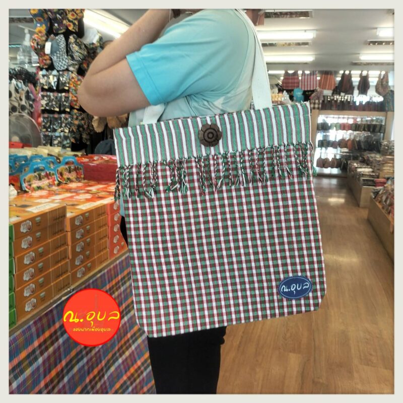 👜🌿🧣กระเป๋าถือสะพายไหล่ได้ งานผ้าพันคอครูสลา สายผ้าดิบ/มีก้นกระเป๋า/ไม่มีซิป