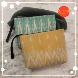 👛💸💳กระเป๋าใส่เครื่องสำอางรูปทรงสี่เหลี่ยม ทำจากผ้าฝ้ายทอมือ ผ้ากาบบัว ผ้าพิมพ์คราม ขนาด 1 ใบ 👛💸💳